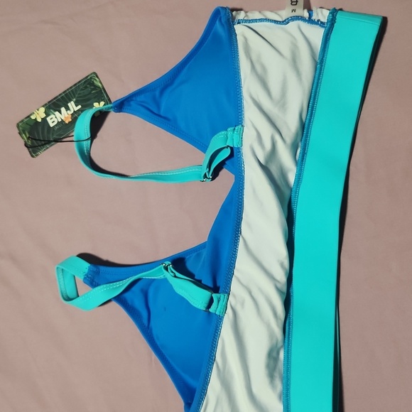 NWT BMJL women's Size M.Vibrant Blue High-Waisted Bikini Set with Wrap-Style Top - Picture 9 of 15